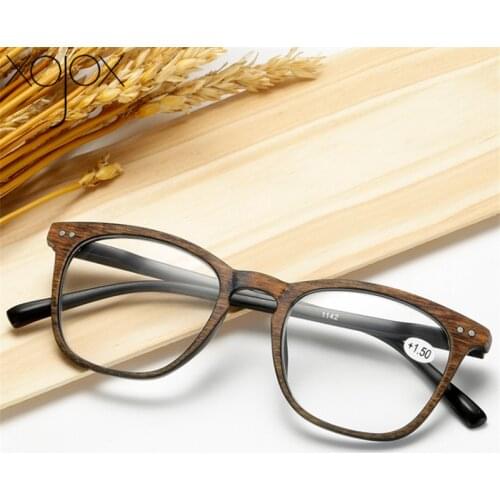 XojoX Wood Grain Reading Glasses Women Men HD Resin Presbyopic Glasses Reader Hyperopia Prescription Diopter Eyewear 1.5 2.0 2.5