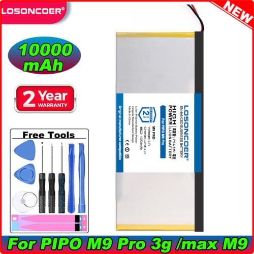 Original LOSONCOER 10000mAh Battery For PIPO M9 Pro 3G / PIPO Max M9 Quad Core Tablet Pc