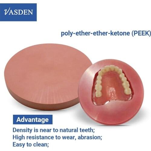 Open system cad cam fixed and removable dentures Pink color dental material peek disc