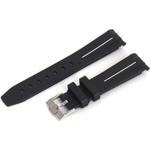 20mm black silicone oyster watch band strap fit for rolex watch