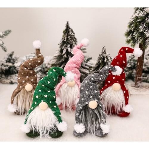 Christmas Gnome Doll Ornaments Standing Plush Dolls Holiday Decoration Tabletop Figurines for Home Windows Gifts