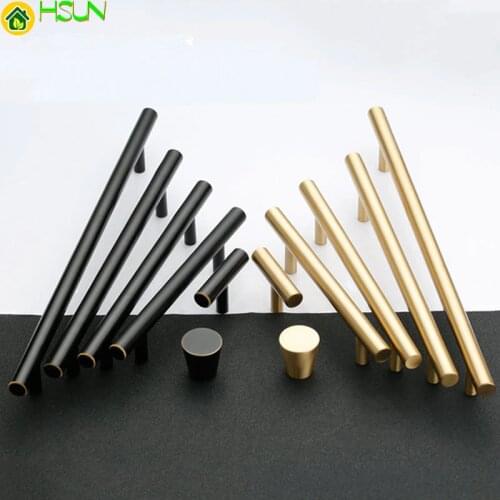 Modern Cabinet Knobs and Handles Solid Brass Kitchen Door Handles Furniture Handle Black Gold Drawer Knob