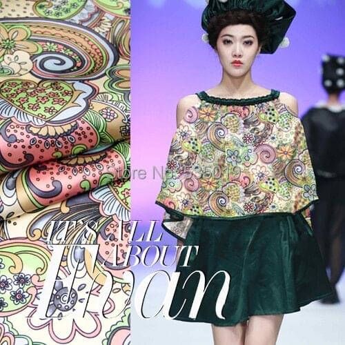 Green snail print spring summer 100% mulberry silk fabric formal dress one-piece trouserings silk satin tissus au metre telas