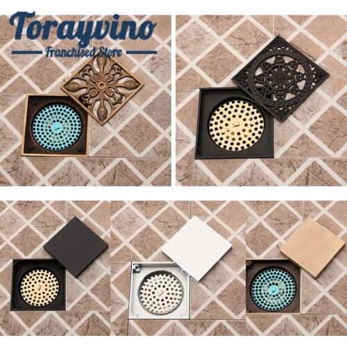 Torayvino shower drain bathroom floor drain black & antique brass & chrome sewer cover kitchen accessories