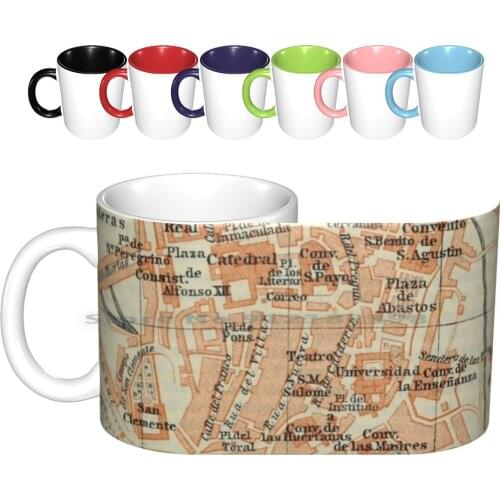 Vintage Santiago De Compostela Spain Map ( 1913 ) Ceramic Mugs Coffee Cups Milk Tea Mug Santiago Spain Santiago De Compostela