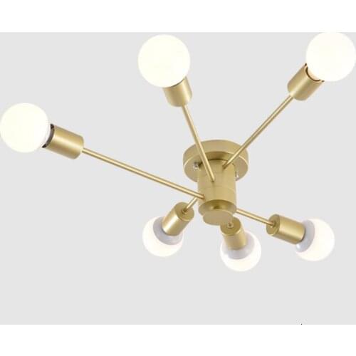 Vintage Industrial 6 Lights Pendant Lamp Brass Living Room Hotel Cafe Sputnik Chandelier scandinavian