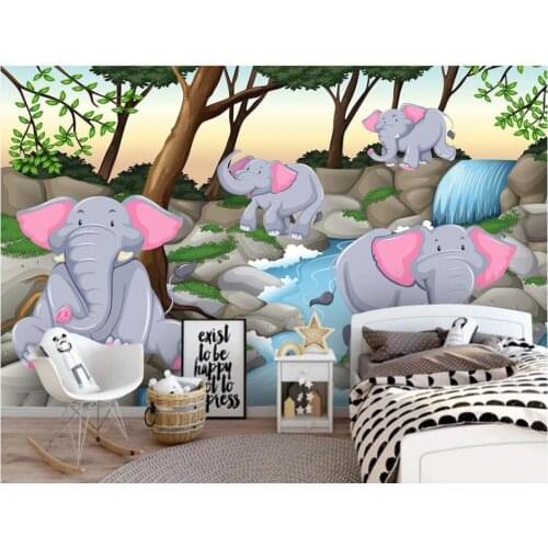 WDBH Custom photo 3d wallpaper Elephant cartoon hand-painted forest childrens room painting home decor wallpaper for walls 3 d