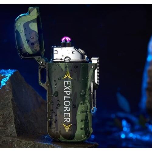 USB Cigarette Lighter Rechargeable Plasma Arc Induction Windproof and Waterproof Lighter Outdoor Travel Tool Torch Lighter