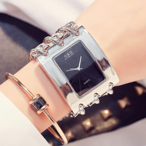 2019 New G&D Women Quartz Wristwatches Luxury Ladies Bracelet Watch Clock relogio feminino Silver Rectangle Relojes Mujer Gifts