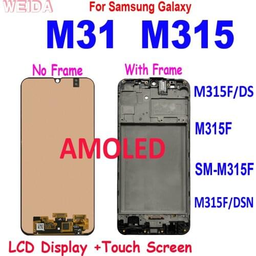 6.4'' Super AMOLED For Samsung Galaxy M31 LCD M315 M315F M315F M315F/DSN M315F/DS LCD Display Touch Screen Digitizer Assembly