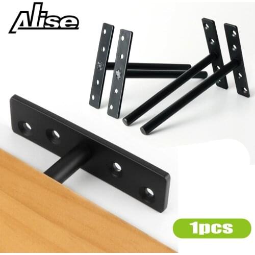 1PCS 6" Folding Shelf Support Bracket Hidden Floating Wall Shelf Support Brackets for Heavy Duty Bracket Wall Mount,Matte Black