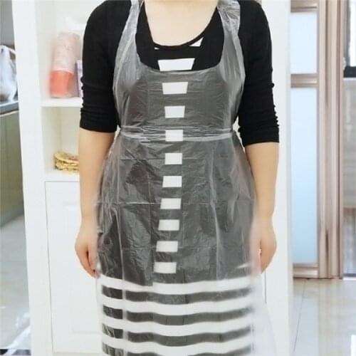 100Pcs Thicken disposable Apron Waterproof Oil-proof clothes Beauty Apron Transparent Poly Aprons Body Art Use Accessories