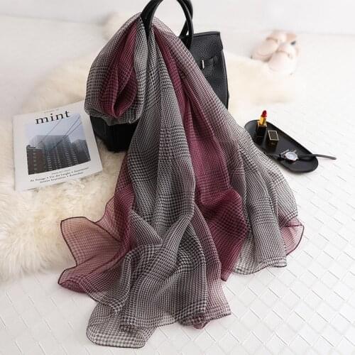 2019 spring summer women scarf Houndstooth print big size shawls and wraps for lady silk scarves pashmina beach stoles foulard