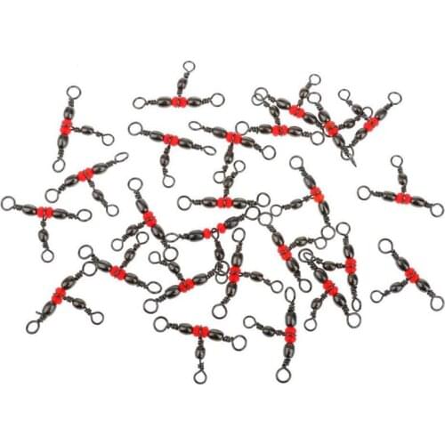 25pcs 3-Way Stainless Steel Fishing Swivels Triple Tool