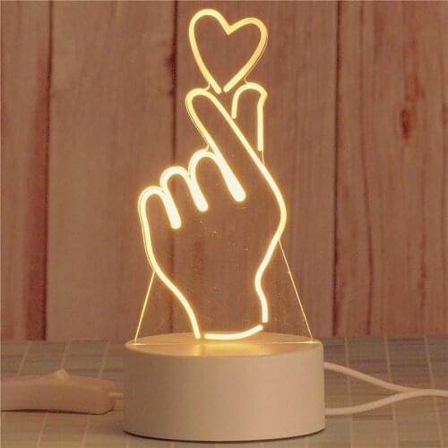 3D LED Nightlight Creative Love Heart Shaped Night Light Children Bedroom Bedside Table Lamp Girls Birthday Gift Home Decoration