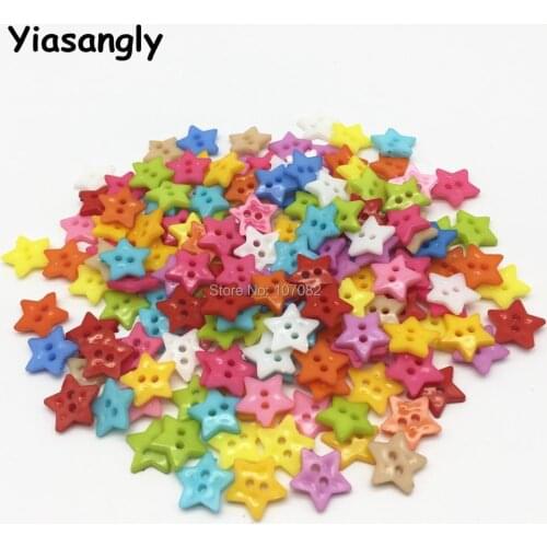 400Pcs/lot 12mm Plastic Stars 2 Holes Buttons Sewing Accessories Cardmaking Embellishments Button