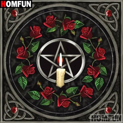 Homfun Full Square/Round Drill 5D DIY Diamond Painting "Flower candle"3D Embroidery Cross Stitch Home Decor Gift A10058