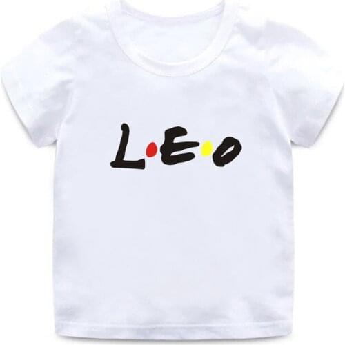 Kids Casual Tops Summer New Fashion Twelve Constellation Zodiac Signs Printed Children T-shirt Boys Girls Leo Letters Tshirts