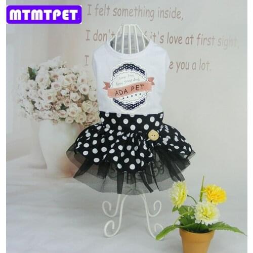 Doggy fashion Polka Dot lace tutu princess dress pet dog cat summer style dress clothes puppy party dress costumes 1pcs S-XL
