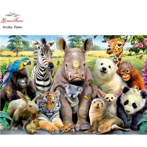 Golden Panno,DIY DMC 11CT 14CT completely Cross stitch animal Zoo,Christmas gift,kits embroidery needlework wall decoration 09