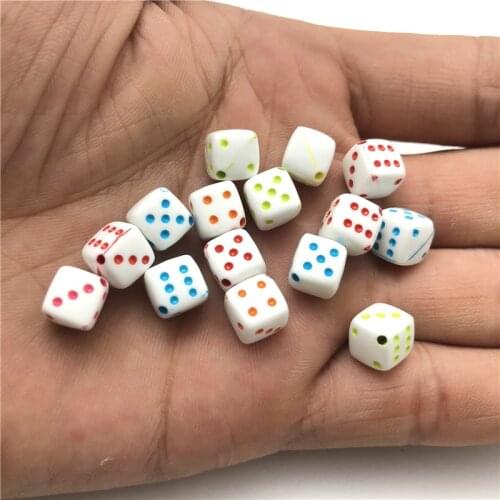 30pcs 8mm square dice acrylic white color perforated beads for jewelry making diy home accessories material wholesale