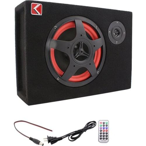 350W Under-Seat Car Compact Subwoofer Amp Bass Speaker Powerful Audio Amplifier with Remote Subwoofer Control 6 Inch US Plug