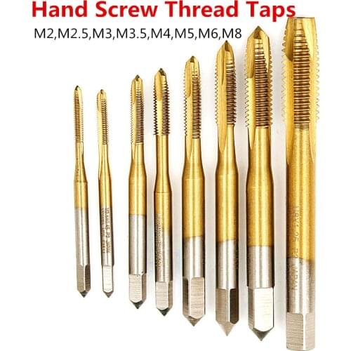 HOT! Hand Tap Drill Bits Screw Spiral Point Thread Metalworking Hex Shank Machine Taps Kit M2/M2.5/M3/M3.5/M4/M5/M6/M8