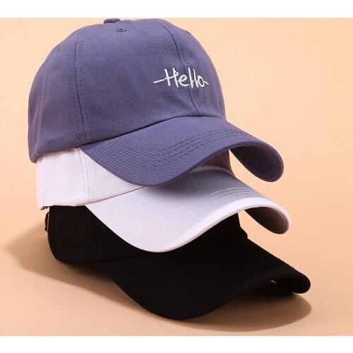 LINJW Spring Unisex Cotton HELLO Embroidery Baseball Cap Men Women Summer Snapback Hat Hip Hop Hats Outdoor Dad Hats wholesale