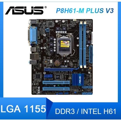 For ASUS P8H61-M plus v3 Desktop motherboard Intel H61 LGA 1155 DDR3 SATA3 M-ATX used Motherboard
