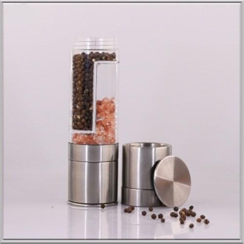 2 in 1 Seasoning Grinder Manual Pepper Mill Salt Grinder Spice Mills with Ceramic Grinding Core Spice Jar Cooking Accessories