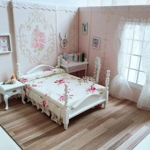 1 Pc Wood Floor DIY Material Dollhouse Miniature PVC Imitation Wood Grain Floor Simulation Solid Model Room Furniture Decoration