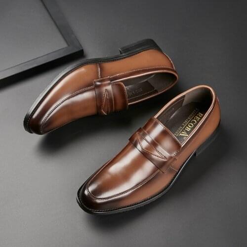 Mens business suit leather shoes, classic breathable leather shoes