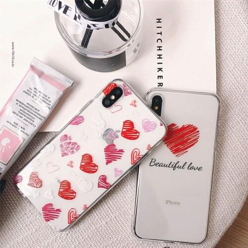 New Love picture Transparent TPU soft Case on For iPhone 6 6s 7 8 Plus XS MAX XR clear super thin silicone gel Phone Case