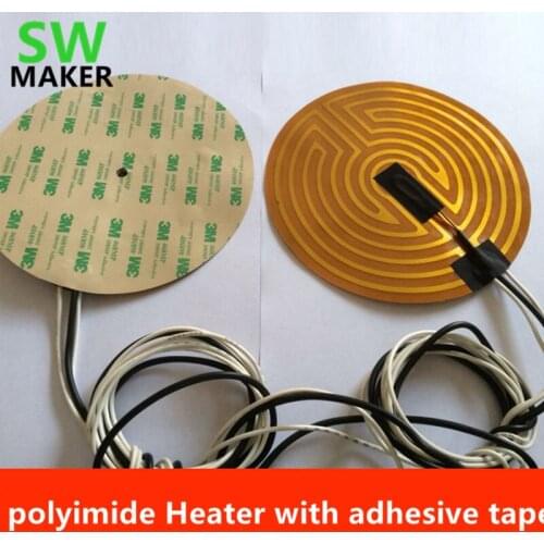 SWMAKER 12 v/24V 160/180/190/220/240/260/300/500mm diameter round polyimide Heater bed heater with adhesive tape for 3D Printer