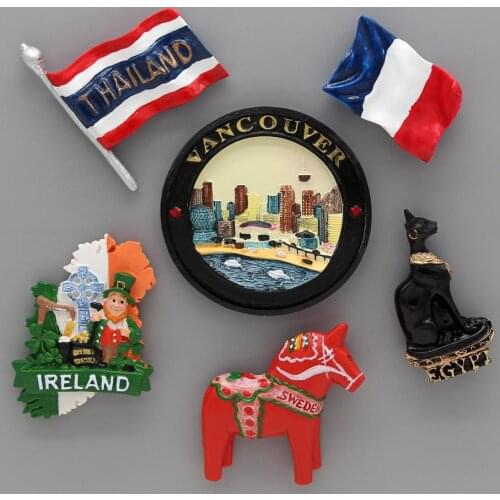 Refrigerator sticker world tourism souvenir Canada Vancouver Egypt cat France Thailand Sweden horse Ireland man fridge magnet