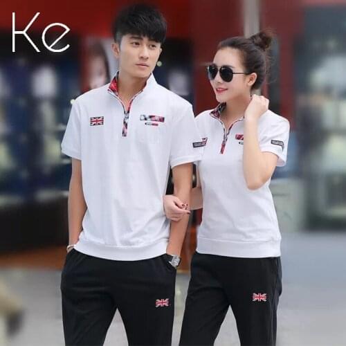 KE New 2021 couple suit Korean cotton short-sleeved breathable running summer suit weater casual sport suit men sport set women