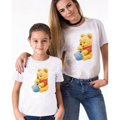 Family Clothes Summer Short Sleeve Winnie The Pooh Printed Disney Tshirts Mommy And Me Mother Daughter Father Son Family Outfits