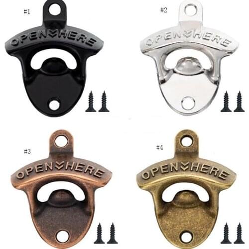 Zinc Alloy Beer Bottle Opener Creative Vintage Wall-Mounted Beer Bottle Opener Wall Hook Bottle Opener 4 Colors SN3830