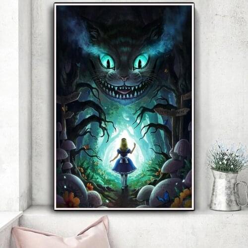 Alice In Wonderland Forest Mushroom Tree Kids Posters Prints Disney Cartoon Movie Canvas Paintings Wall Art Pictures Room Decor