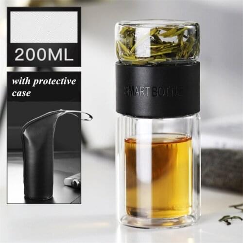 Portable Car Tea Water Bottle Travel Drinkware Double Wall Glass Tea Infuser Tumbler Office Teacup Stainless Steel Tea Filters