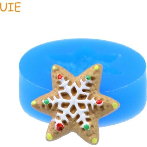 QYL050U 20.1mm Snowflake Cookie Silicone Push Mold - for Fondant Cupcake Topper, Resin Jewelry Making, Chocolate, Cabochon Candy