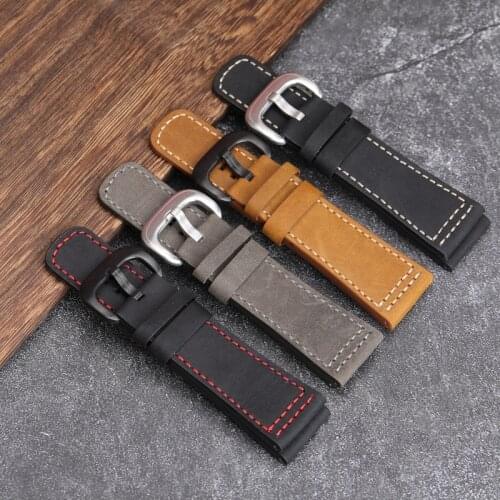Handmade Leather Strap 28MM*24MM Vntage Crazy Horse Watchband Brown Black Gray Soft Vintage Calfskin Bracelet For Men