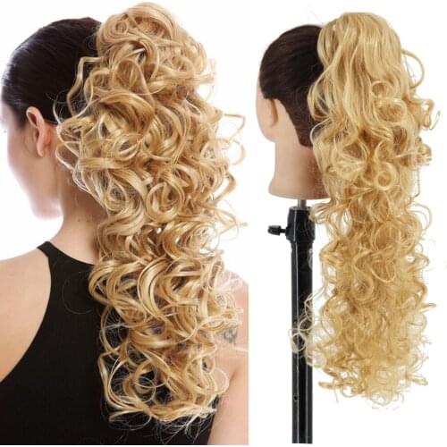 Long Synthetic Thick Wave Pony Fiber Claw Clip Wavy Ponytail Extensions Clip In Hair Extensions For Women