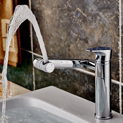 Kitchen Solid Brass Deck Mounted basin Faucet hot&cold Mixer Tap 360 Rotated basin Faucet Lucky Cat Faucet a faucet