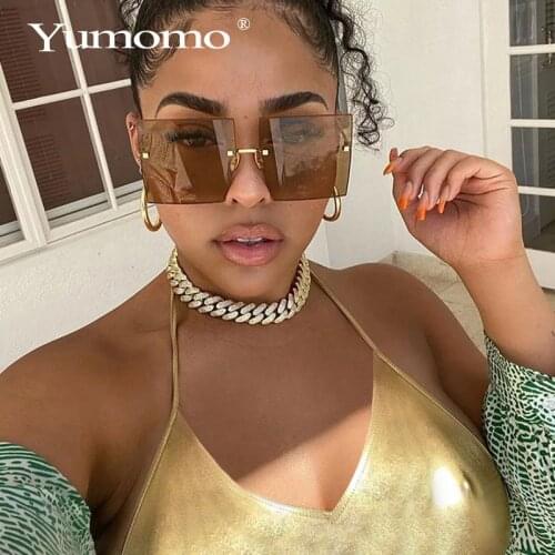 Trendy Oversized Square Sunglasses Women Personlity Fashion Sexy Red Brown Tinted Color Lens UV400 Retro Ladies Sun Glasses