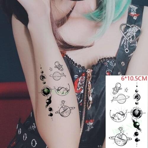 Waterproof Temporary Tattoo Sticker Astronaut Planet Star Moon Circle Pattern Body Art Flash Tattoo Fake Tattoo for Women Men