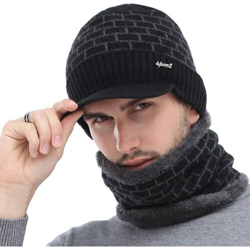 Knitted Hat Men Winter Beanie Hat Winter Hats For Men Women Wool Scarf Skullies Beanies Gorro Beany Balaclava Beanies Cap