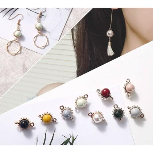 Highlight Pearl Double Pendant DIY Handmade Earrings Accessories Jewelry Finding Components Material 6pcs