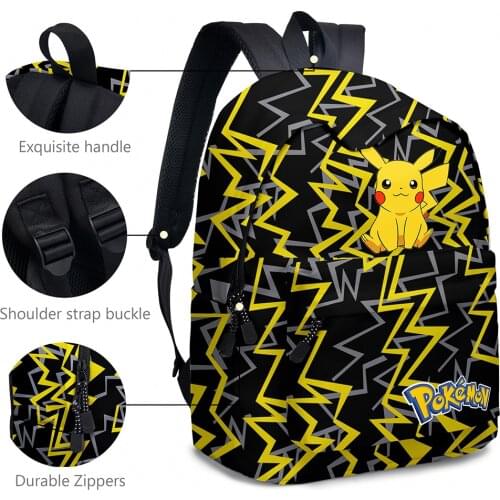 Pokemon Japanese Anime Figure Polyester Backpack Pikachu Children High Capacity School Bag Student Pencil Case Drawstring Bag