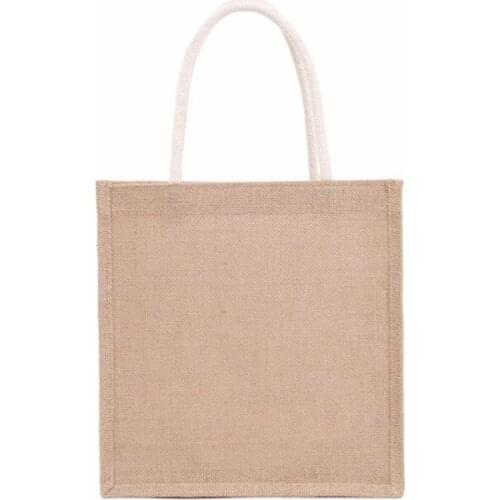 Women Jute Burlap Tote Bag Large Reusable Grocery Bags with Handles Swag Shopping Handbag Beach